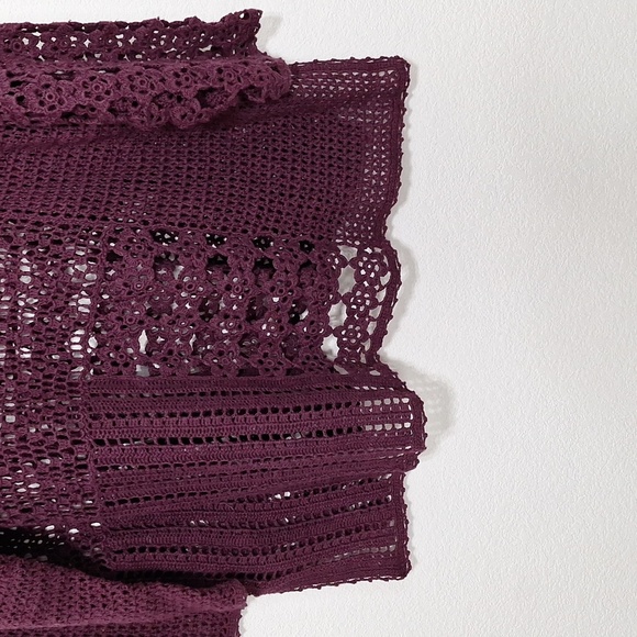Maggie Lawrence Collection Burgundy Crochet Open Knit Relaxed Fit Sweater Sz. 3X - Picture 6 of 8